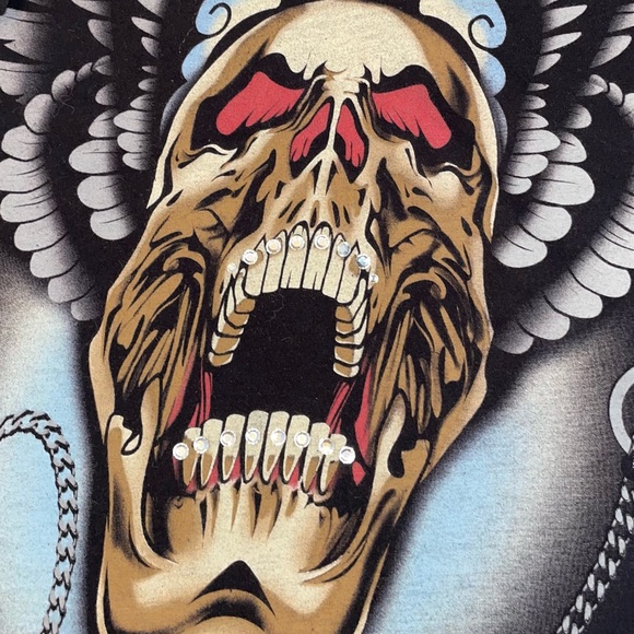 Skull with Wings Black T-Shirt - Picture 3 of 10